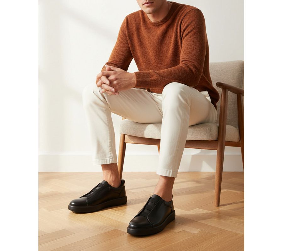 Мужские легкие кроссовки Allen St Hands-Free Slip On Technology Marc Joseph New York, Black napa leather/black — фото 3