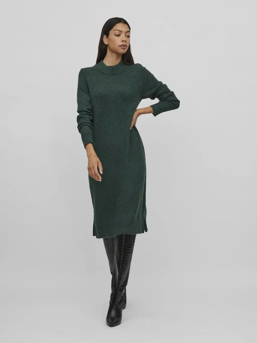 

Трикотажное платье Vila "VIRIL CREW NECK L/S MIDI DRESS - NOOS", цвет Pineneedle Detail:Dark Melange