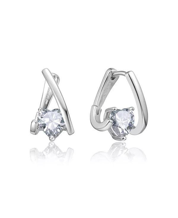 

Серьги-Хагге с покрытием из белого золота или 14-каратного золота с прозрачными кубическими цирконами Rachel Glauber, silver