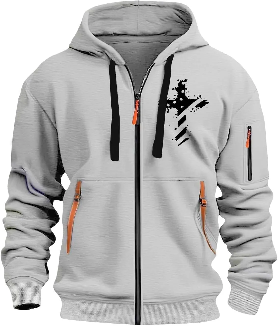 Толстовка с капюшоном Full Zip для мужчин с религиозным принтом — фото 3