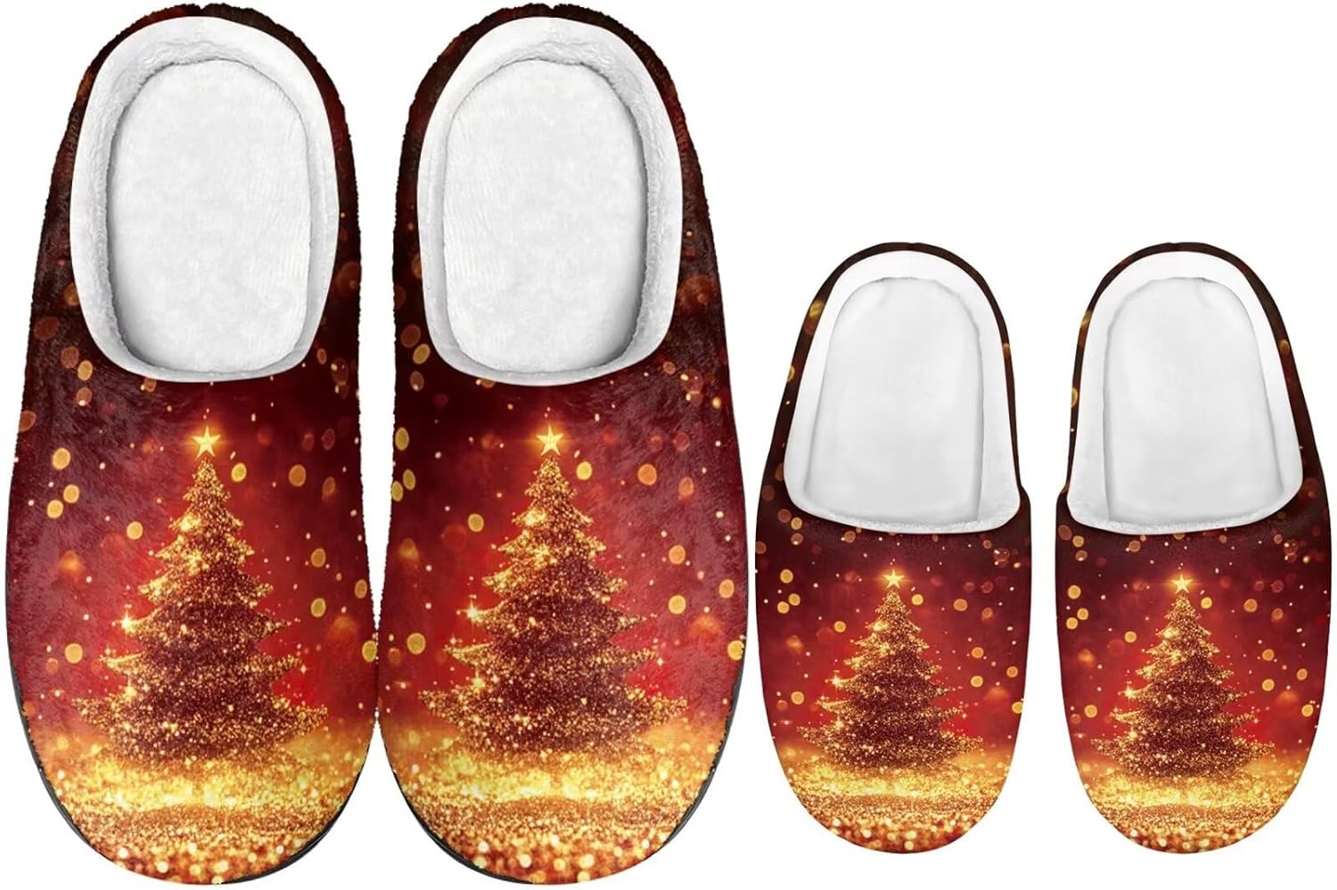 

Рождественские тапочки для всей семьи с подошвой TPR для мужчин и женщин, домашние/тапочки, пушистые с резиновой подошвой Dngkaoje, красный