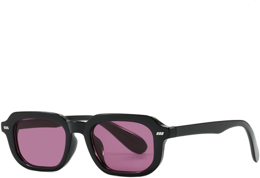 

Модные квадратные солнцезащитные очки для женщин с защитой от УФ-излучения UV400, ретро-стиль, панк-стиль, прямоугольные солнцезащитные очки для мужчин с леопардовым принтом TVTBBVV, Black Purple