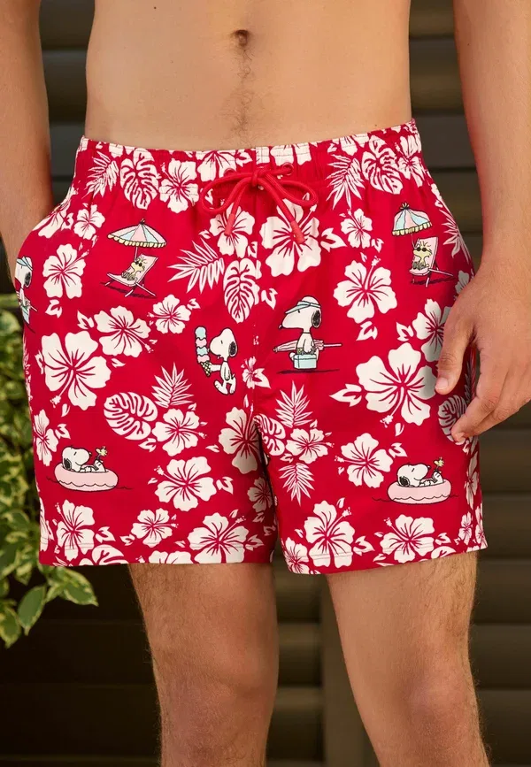Плавки Next, Regular fit snoopy floral print 5 inch swim shorts, красные — фото 2