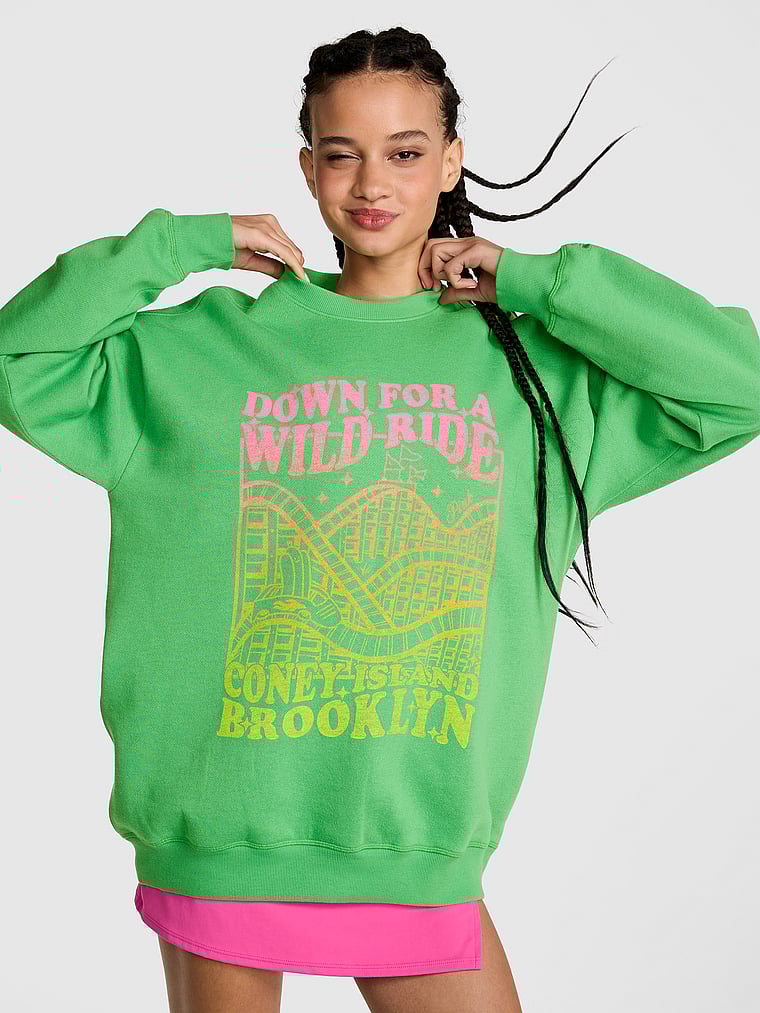 

Толстовка свободного кроя из флиса Ivy Pink, wild green brooklyn