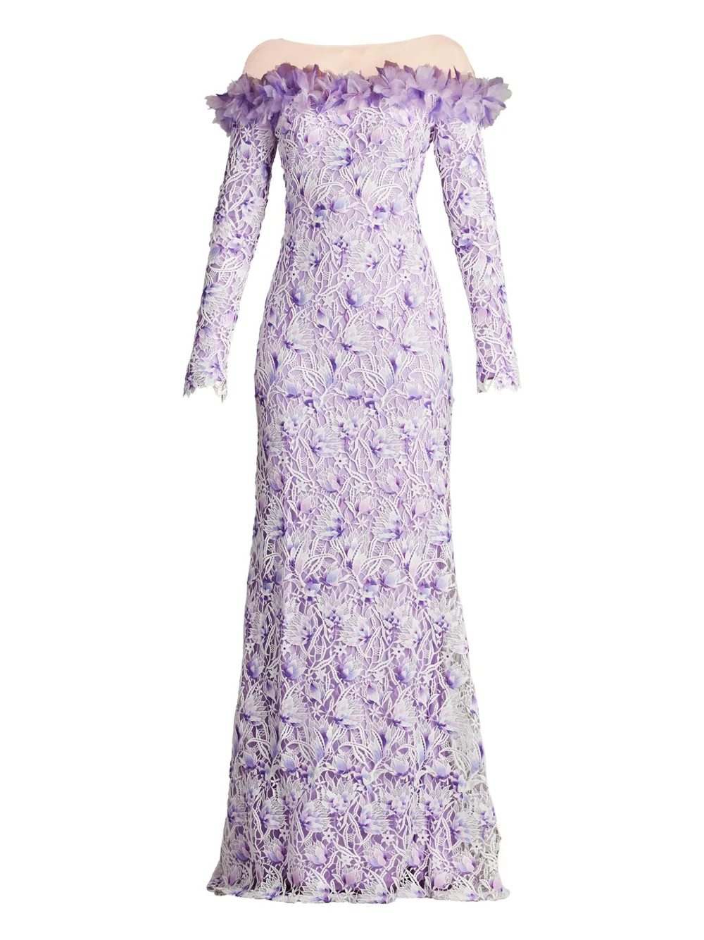 

Кружевное платье с открытыми плечами Tadashi Shoji, фиолетовый