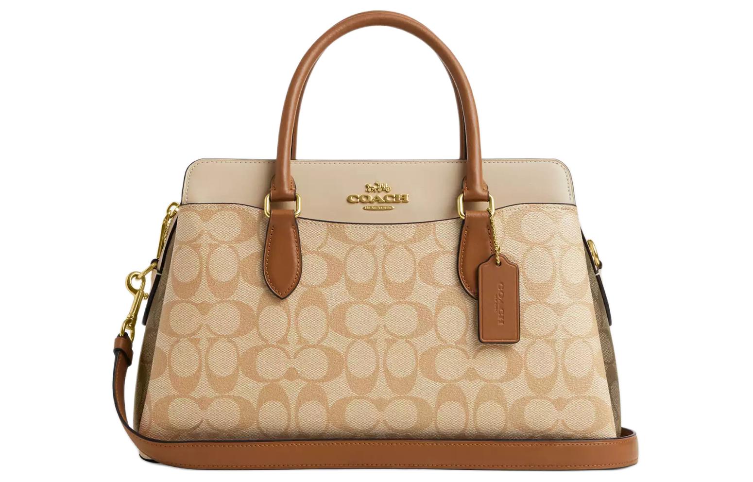 

COACH Сумка через плечо Darcie Canvas, женская, светло-хаки, большого размера