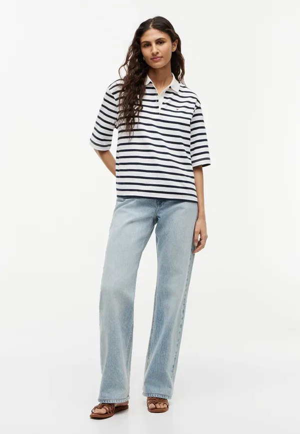 Футболка Tommy Hilfiger Interlock print, цвет экрю/темно-синий — фото 2