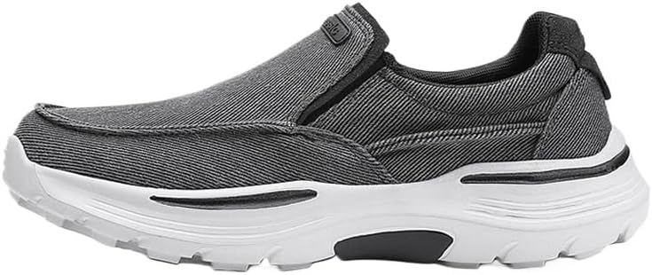 

Мужские повседневные лоферы из канвы - однотонные слипоны с дышащей сетчатой подкладкой, подошва из ЭВА, для спорта и ежедневной носки Hhhchpm, темно-серый