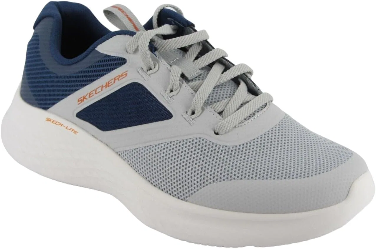 Кроссовки Skechers 232594 New Century серые с темно-синими шнурками из ткани с эффектом памяти — фото 2