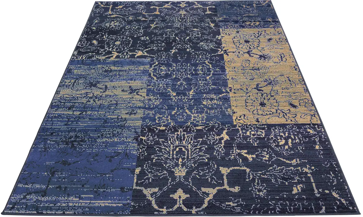 

Ковер для дома "Bennet", прямоугольный, винтажный дизайн, плоский, с коротким ворсом, мягкий, простой в уходе, элегантный My home 160х230 см, синий