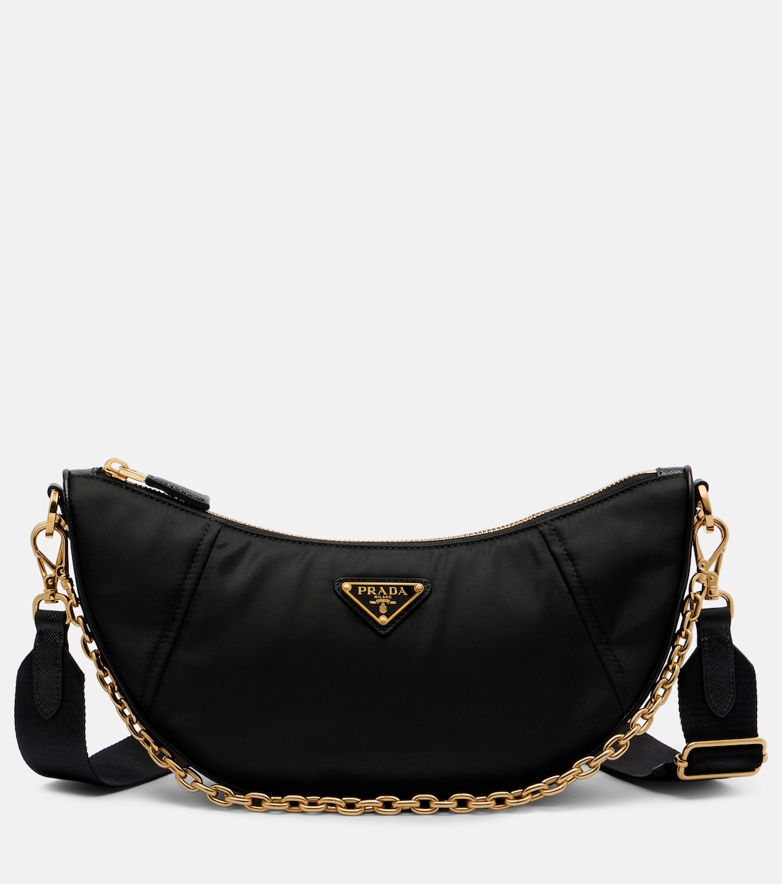 

Полумесяц Re-Nylon наплечная сумка Prada, черный