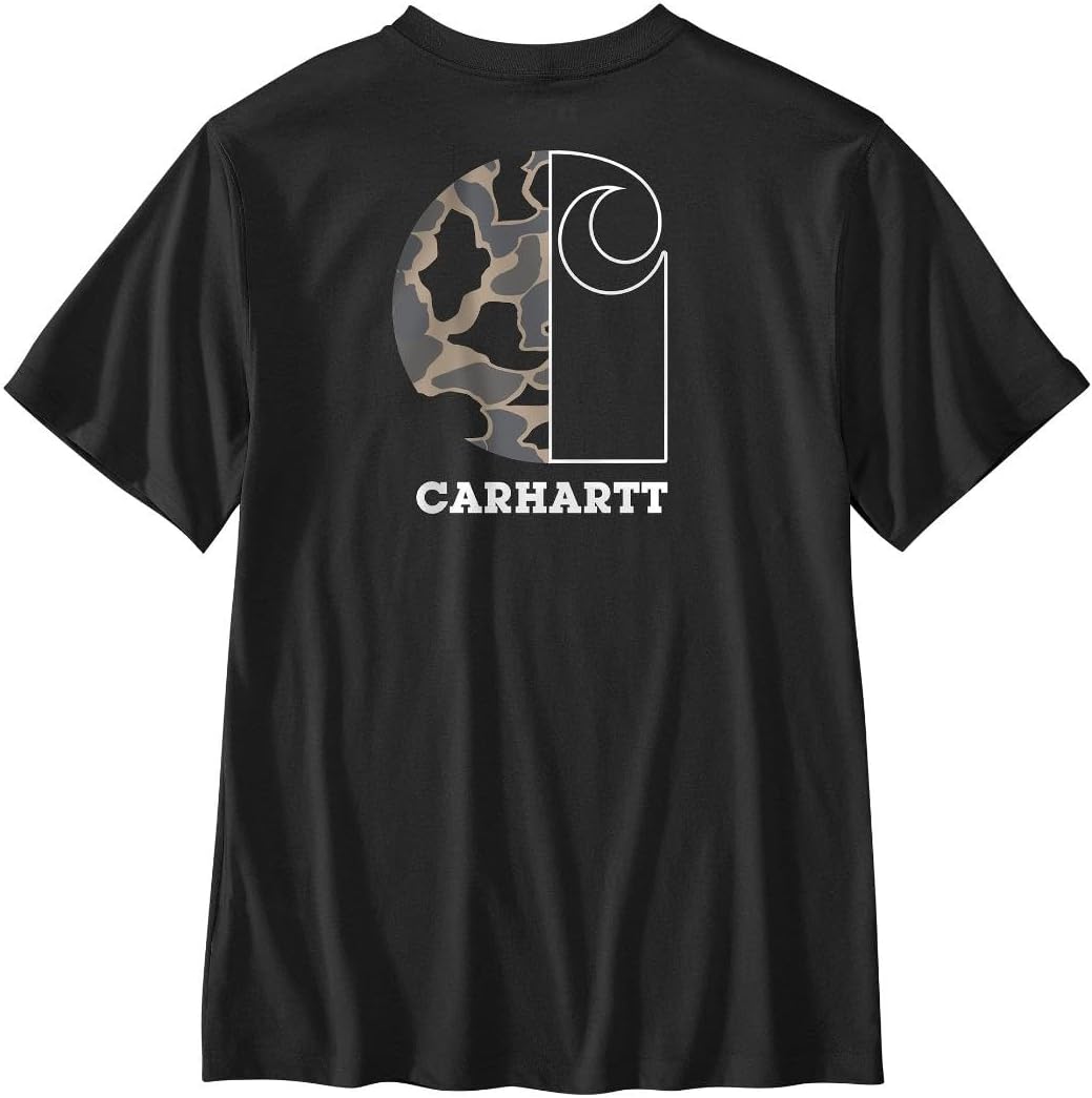 

Мужская легкая футболка Carhartt свободного кроя с короткими рукавами и карманом с камуфляжным принтом, Black, Черный, Мужская легкая футболка Carhartt свободного кроя с короткими рукавами и карманом с камуфляжным принтом, Black