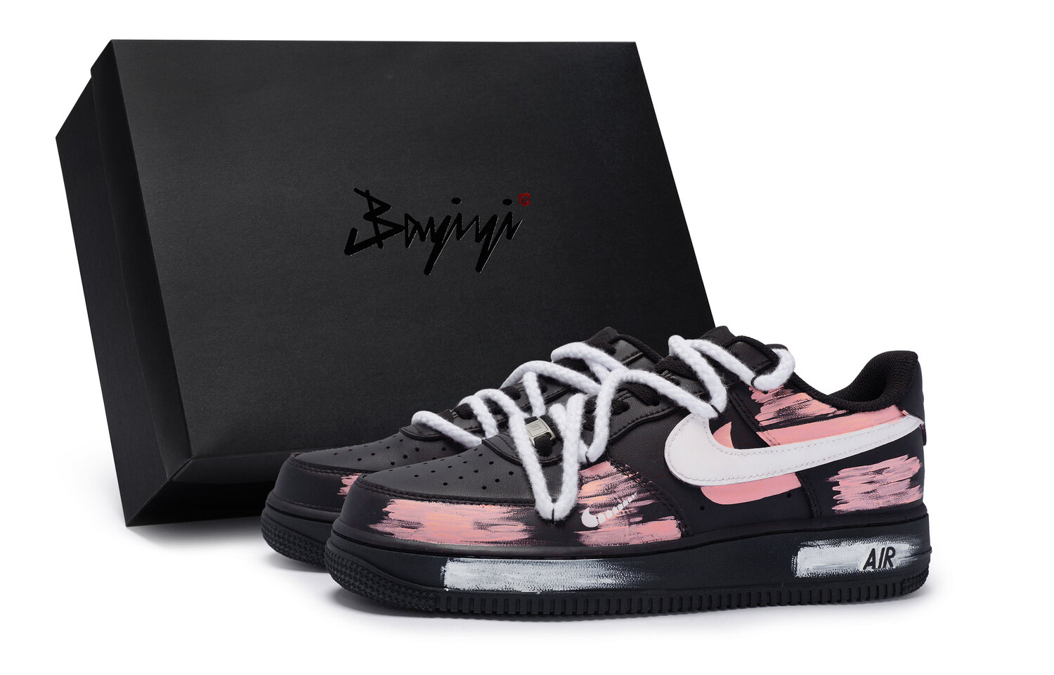 

Кроссовки Nike Air Force 1 унисекс лоу-топ оранжево-розовые с черным, цвет Black Orange Pink