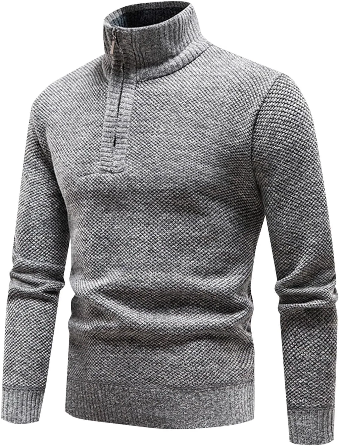 

Мужской свитер с четвертью молнии и воротником-стойкой Slim Fit
