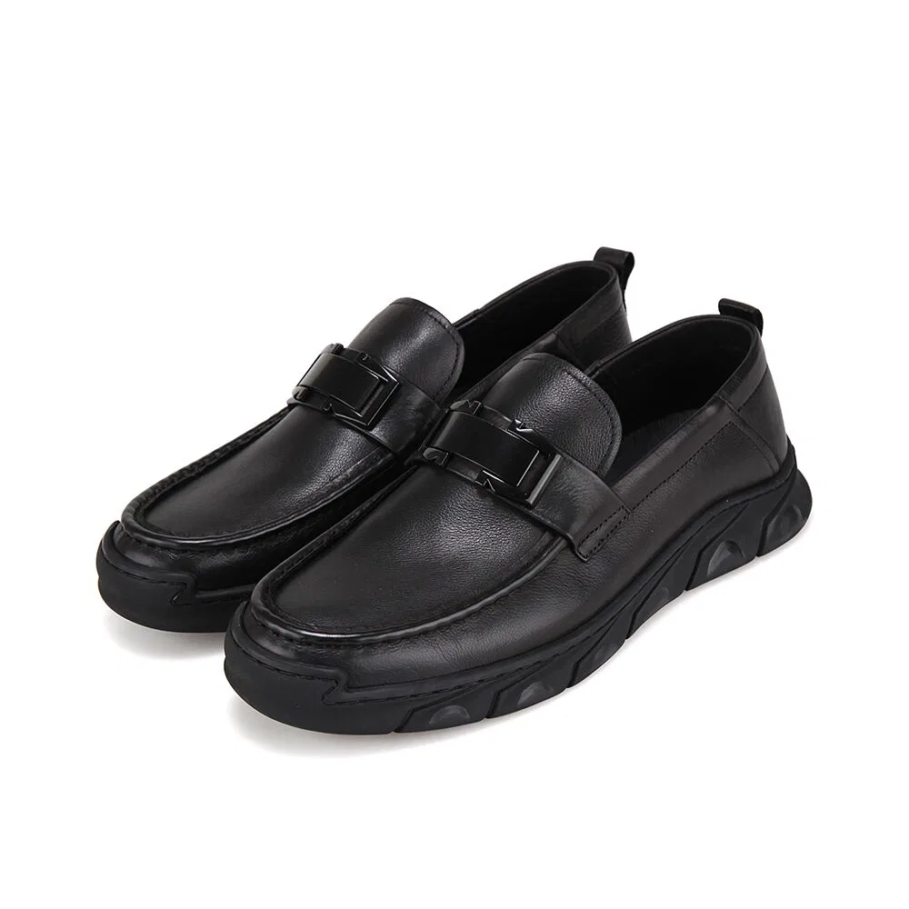 Мужские лоферы Babara Homme из коровьей кожи с пряжкой, чёрные, от Babara
