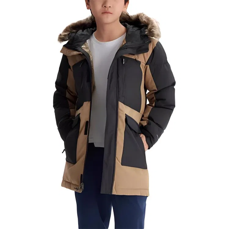 Куртка пуховик Columbia Padded Jacket для подростков, цвет хаки/черный — фото 4