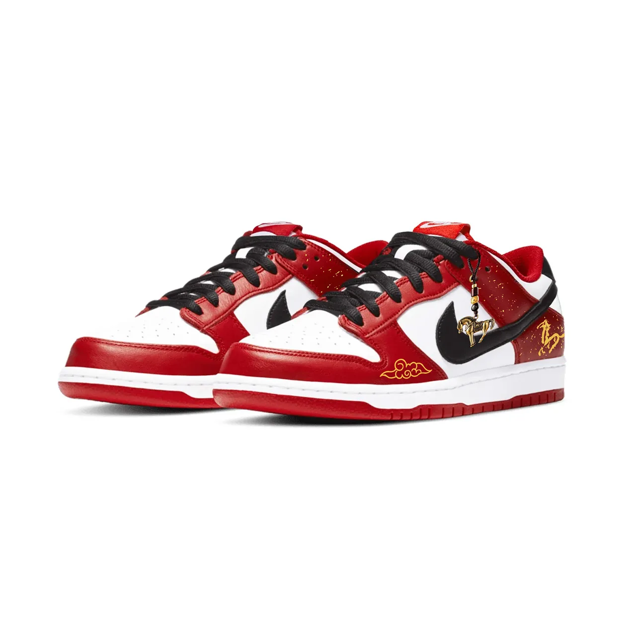 Nike Кроссовки для скейтбординга dunk leather low top подростковые red white gold — фото 4