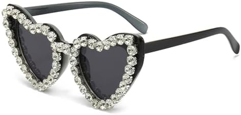 

Модные солнцезащитные очки в оправе с блестящими стразами в форме сердца, защита от ультрафиолета UV400, ретро-стиль, «кошачий глаз», очки для пляжной вечеринки MTZJH, C-01