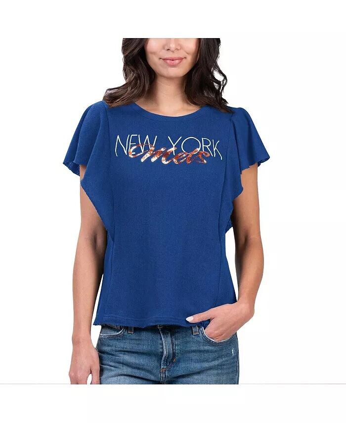 

Женская футболка Royal New York Mets Crowd Wave G-Iii 4Her By Carl Banks, синий