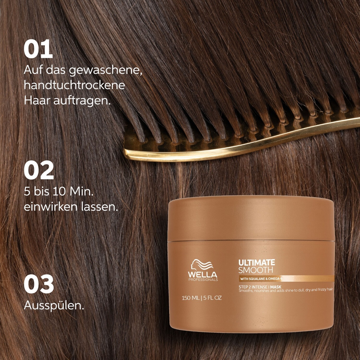 Маска для волос ultimate smooth step 2 | mit squalane & omega-9 Wella Professionals, объем 150 мл — фото 4