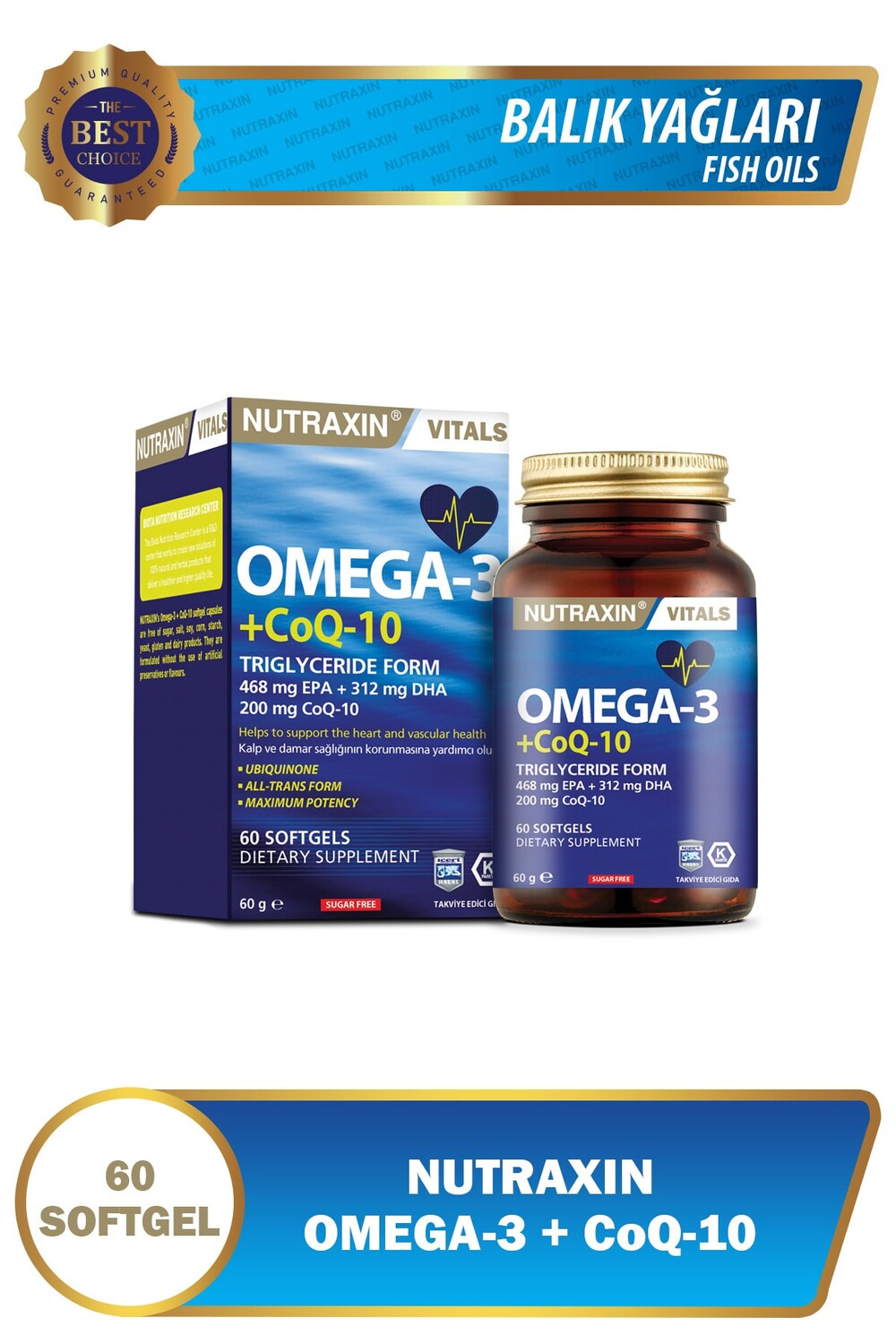 

Nutraxin Омега-3 коэнзим Q10 60 мягких капсул - EPA DHA GOED