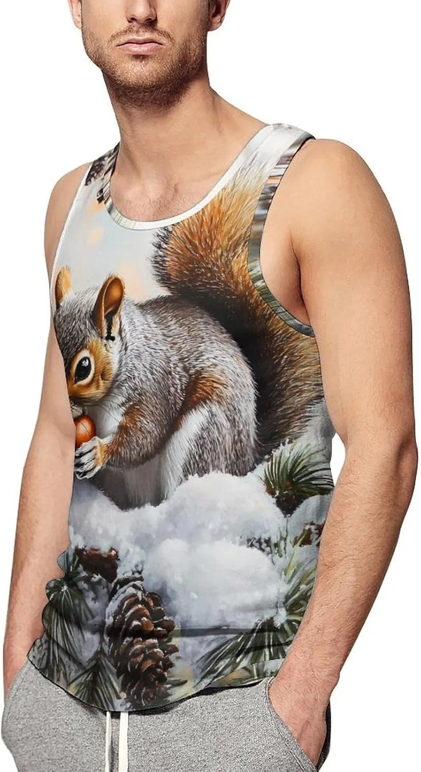 Мужской топ с принтом Squirrel, 95% полиэстер + 5% спандекс, Style