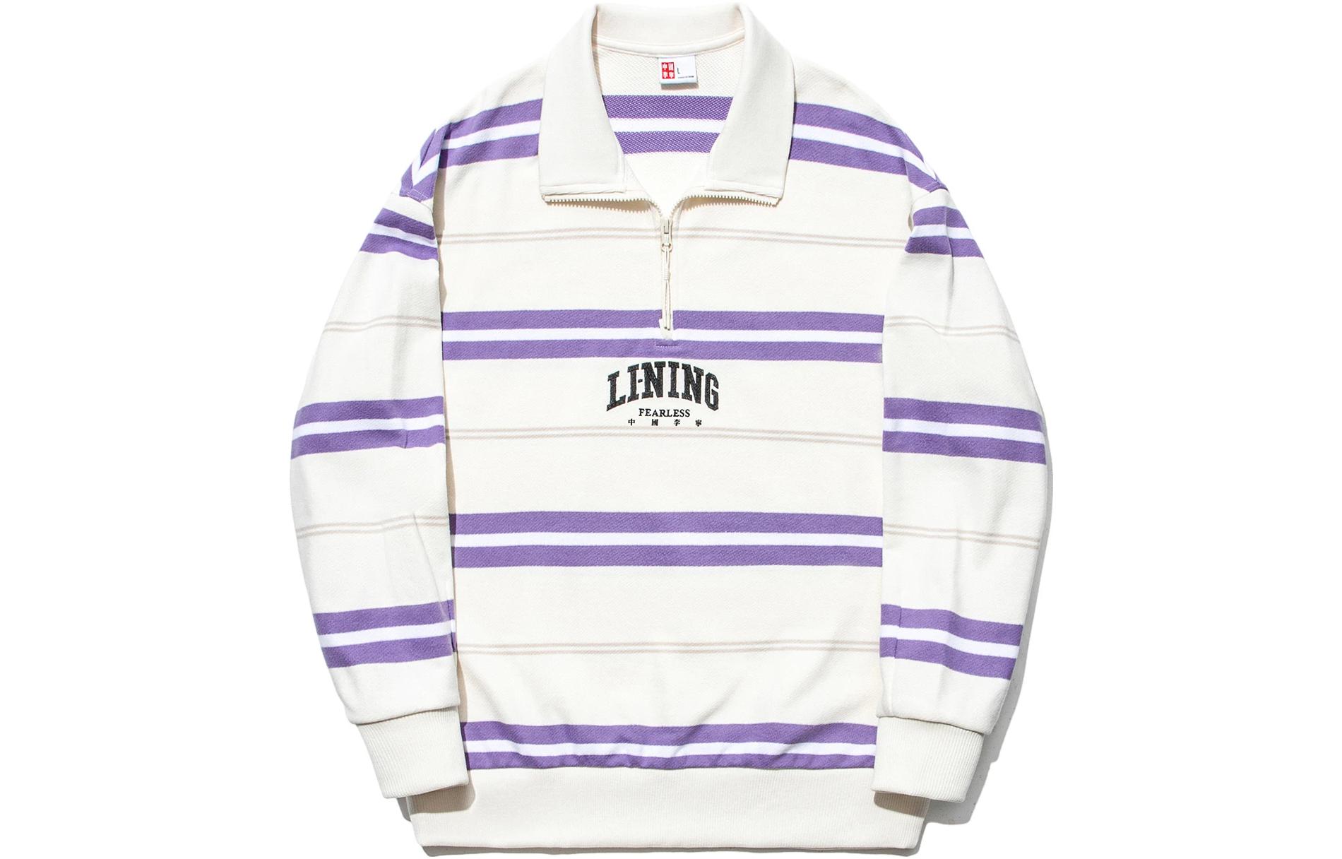 

LiNing Свитшоты Unisex Ecru Standard White Bellflower Purple Oat Gray Stripes
