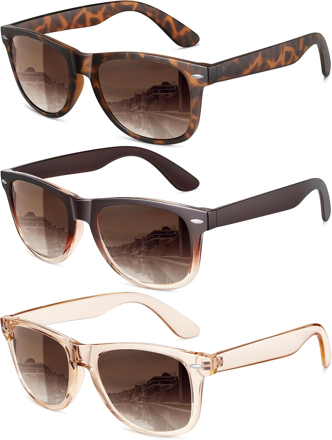 

Поляризованные солнцезащитные очки MEETSUN для женщин и мужчин, классические ретро-стиль, модные очки для вождения, защита UV400 (3 шт.), (3 Pack) Brown + Brown Gradient + Tortoise Brown