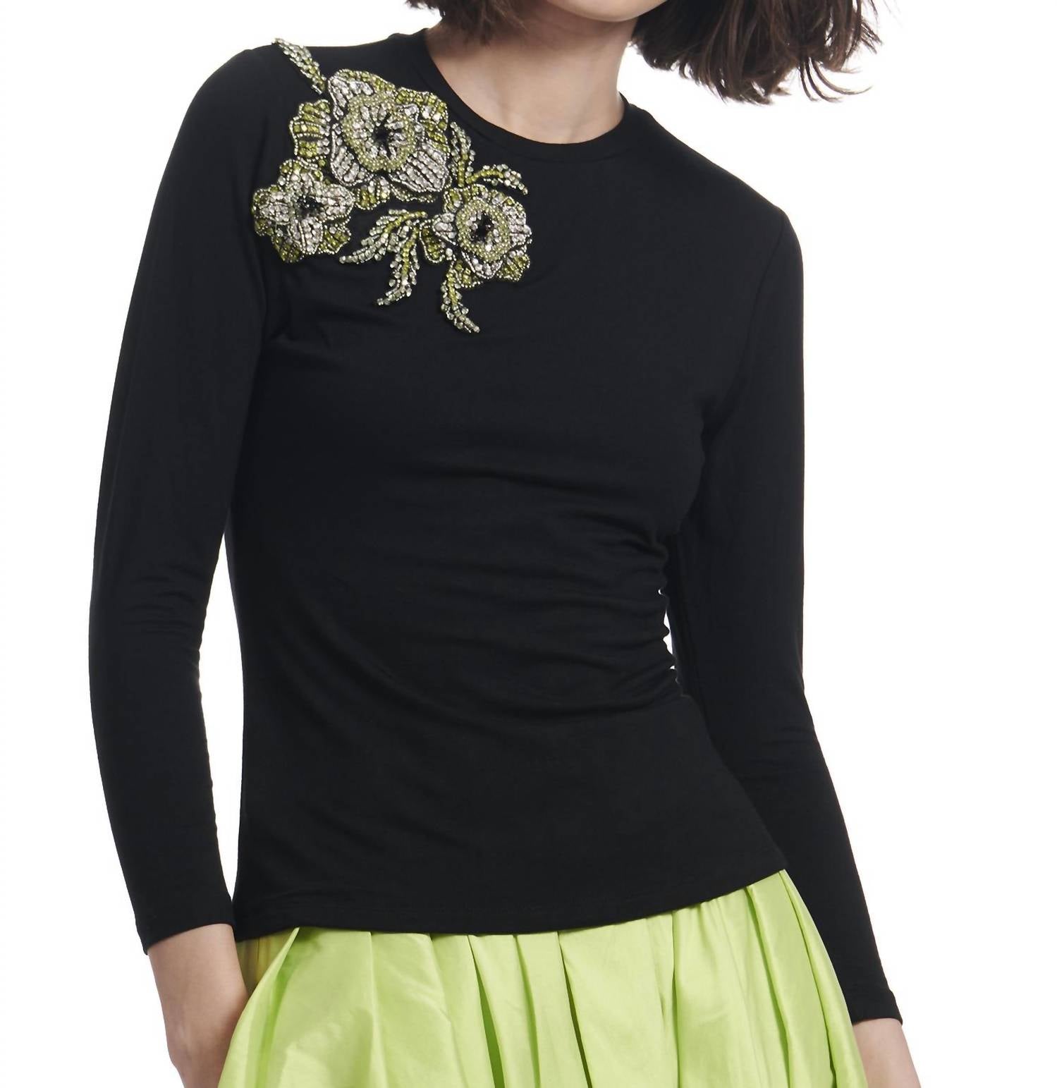 

Свитер Bead Rasette в черном цвете с разноцветным узором EMILY SHALANT