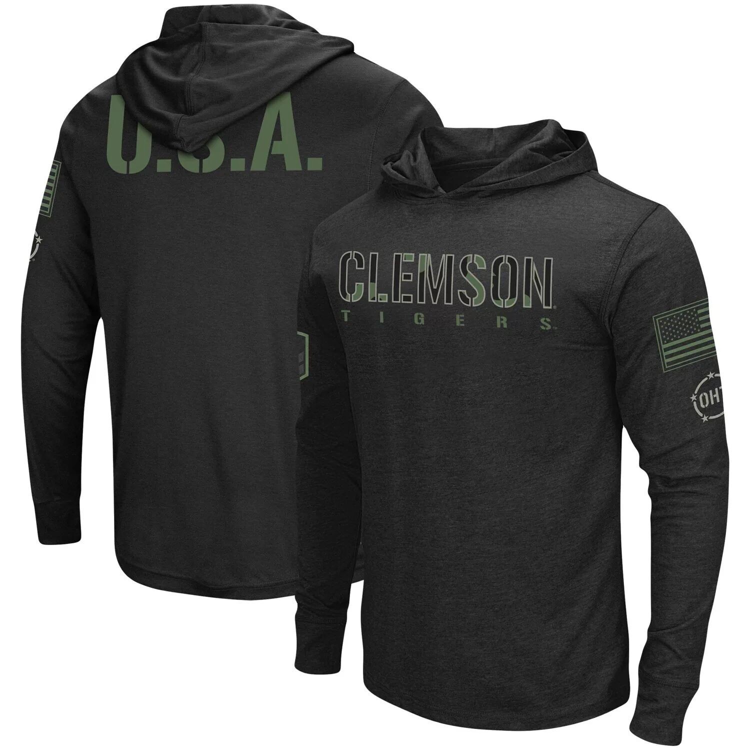 

Мужская черная футболка с длинным рукавом Clemson Tigers OHT Military Appreciation Hoodie Colosseum, Черный, Мужская черная футболка с длинным рукавом Clemson Tigers OHT Military Appreciation Hoodie Colosseum