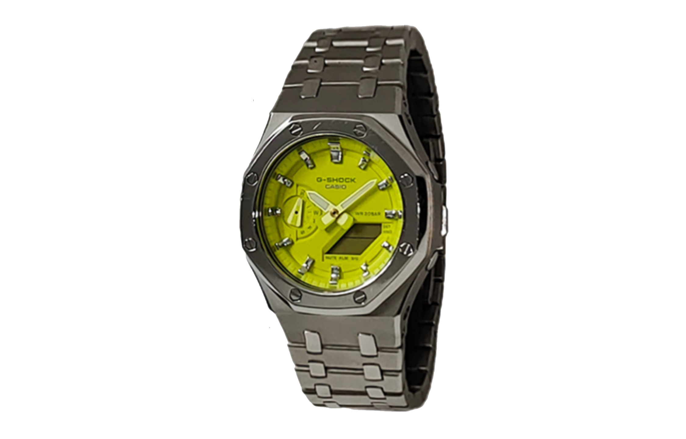 

CASIO Часы Retrofit Series GA2100 Collection Quartz Movement Stainless Steel Strap Watch Unisex Yellow Watch Dial