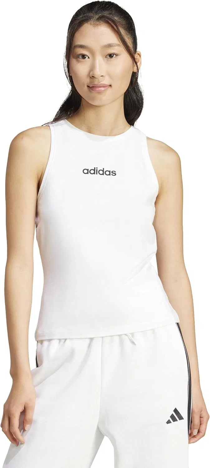 Топ-майка slim fit adidas, белый/черный