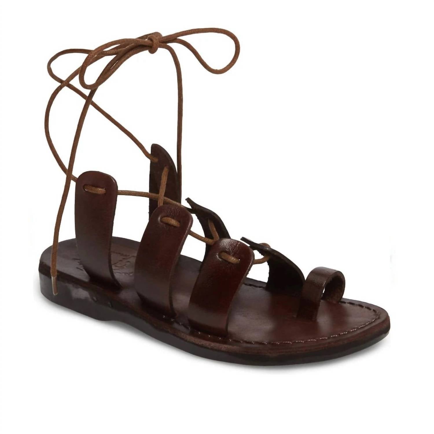 Женские кожаные сандалии на шнуровке Deborah в коричневом цвете Jerusalem Sandals