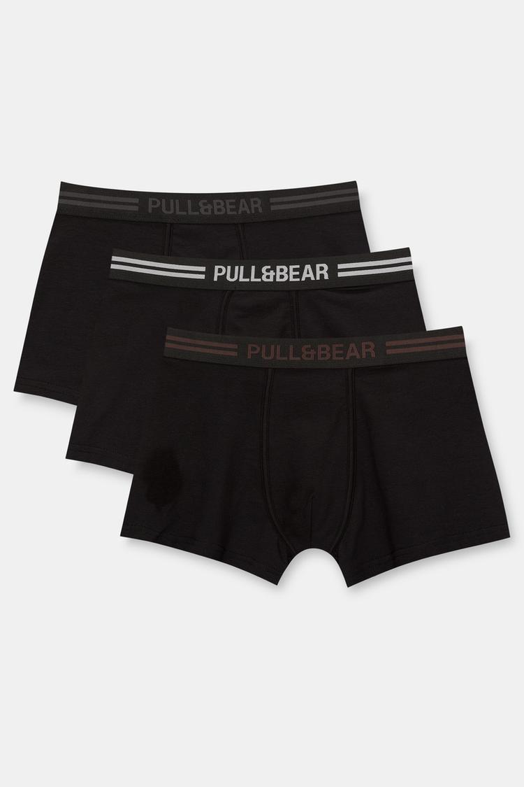 

Упаковка из 3 пар черных боксеров с полосатым поясом Pull And Bear, мультиколор