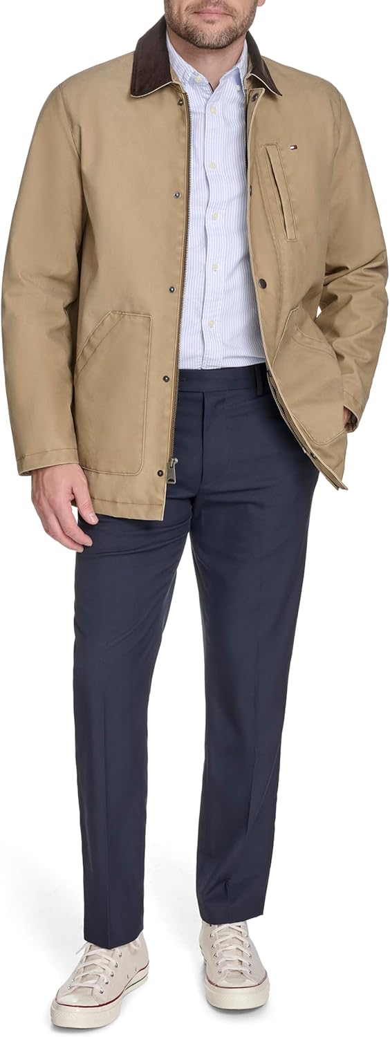 Мужская куртка Tommy Hilfiger Barn с вельветовым воротником, Khaki — фото 2