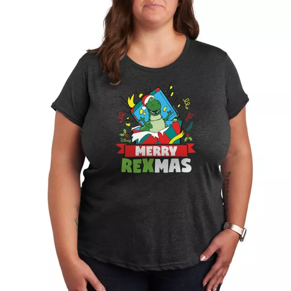 

Женская футболка с принтом «История игрушек» Merry Rexmas Disney / Pixar, серый