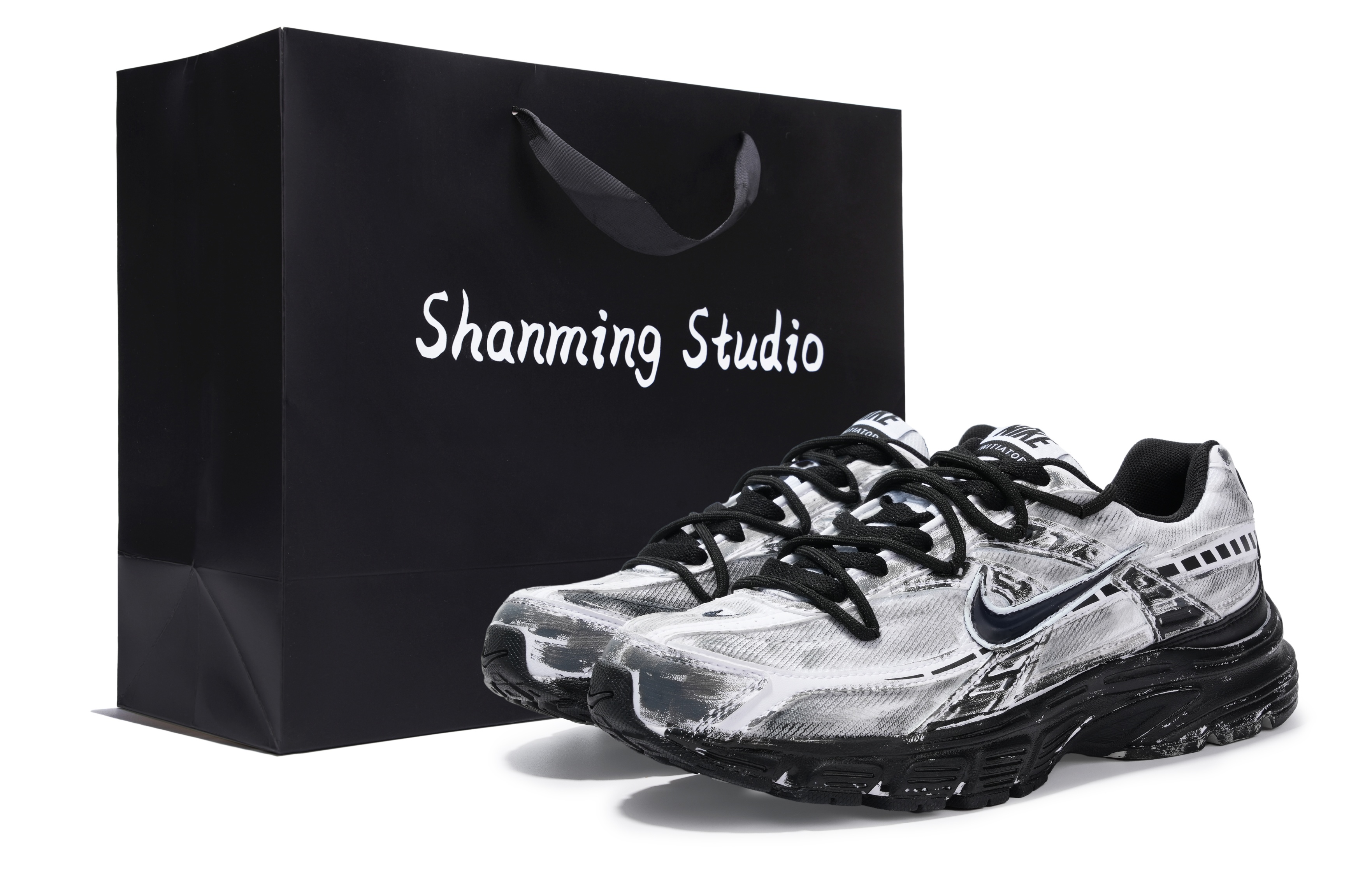 

Nike Кроссовки Initiator для бега по городу, износостойкие, низкие, повседневные, цвет черный-серый