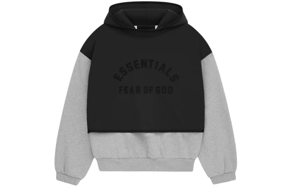 

Толстовка с капюшоном из нейлонового флиса Fear Of God Essentials, светло-серый меланж/черный глянец