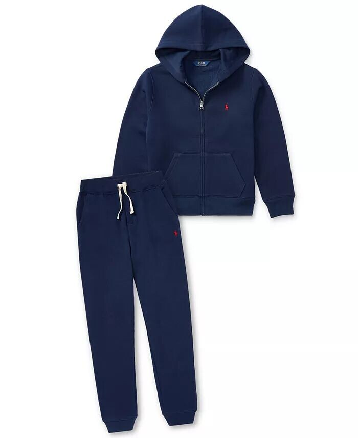 Джоггеры из хлопкового флиса на шнурке для больших мальчиков Polo Ralph Lauren, синий — фото 3
