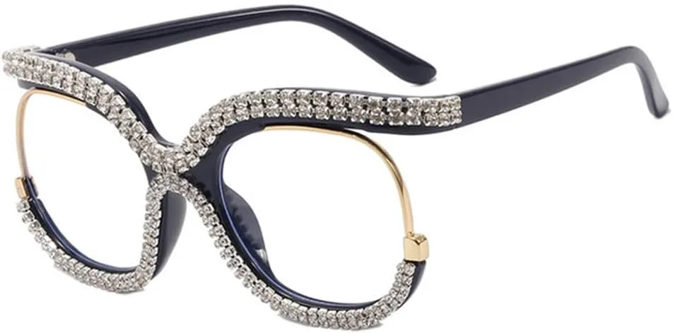 

Женские солнцезащитные очки со стразами, модные, в крупной оправе, с бриллиантами, большие очки с кристаллами, защита от ультрафиолета UV400 HHZZYVY, Blue