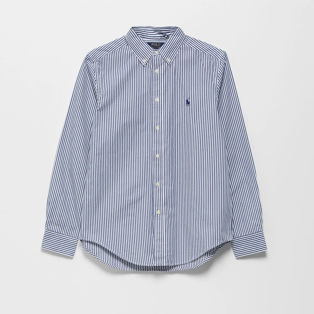 Детская рубашка Polo Ralph Lauren Children из хлопкового поплина в полоску, тёмно-синяя