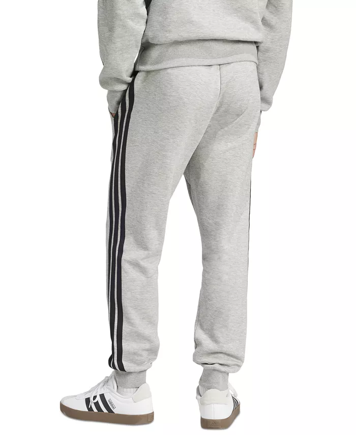 Мужские базовые джоггеры Regular-Fit с флисом и 3 полосками Adidas, серый — фото 4
