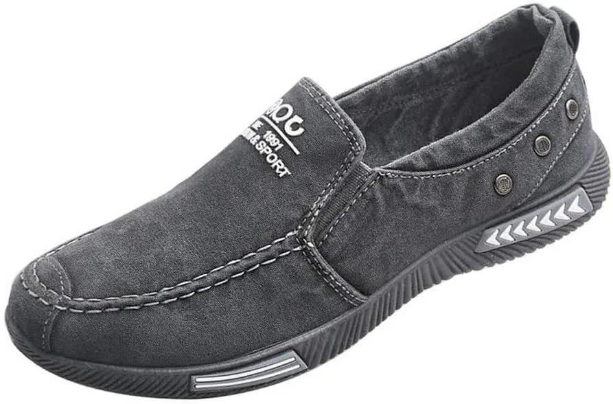 Повседневные лоферы Men's Canvas Low Top Shoes Slip on Sneakers Casual Loafers Sneakers, серый Shoppi