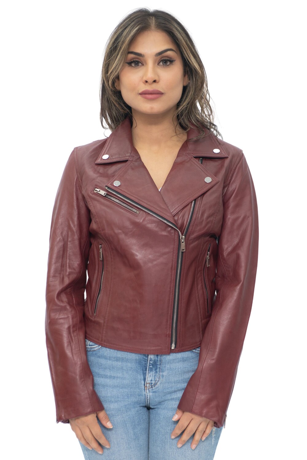 

Кожаная классическая байкерская куртка brando баку Infinity Leather, бургундия