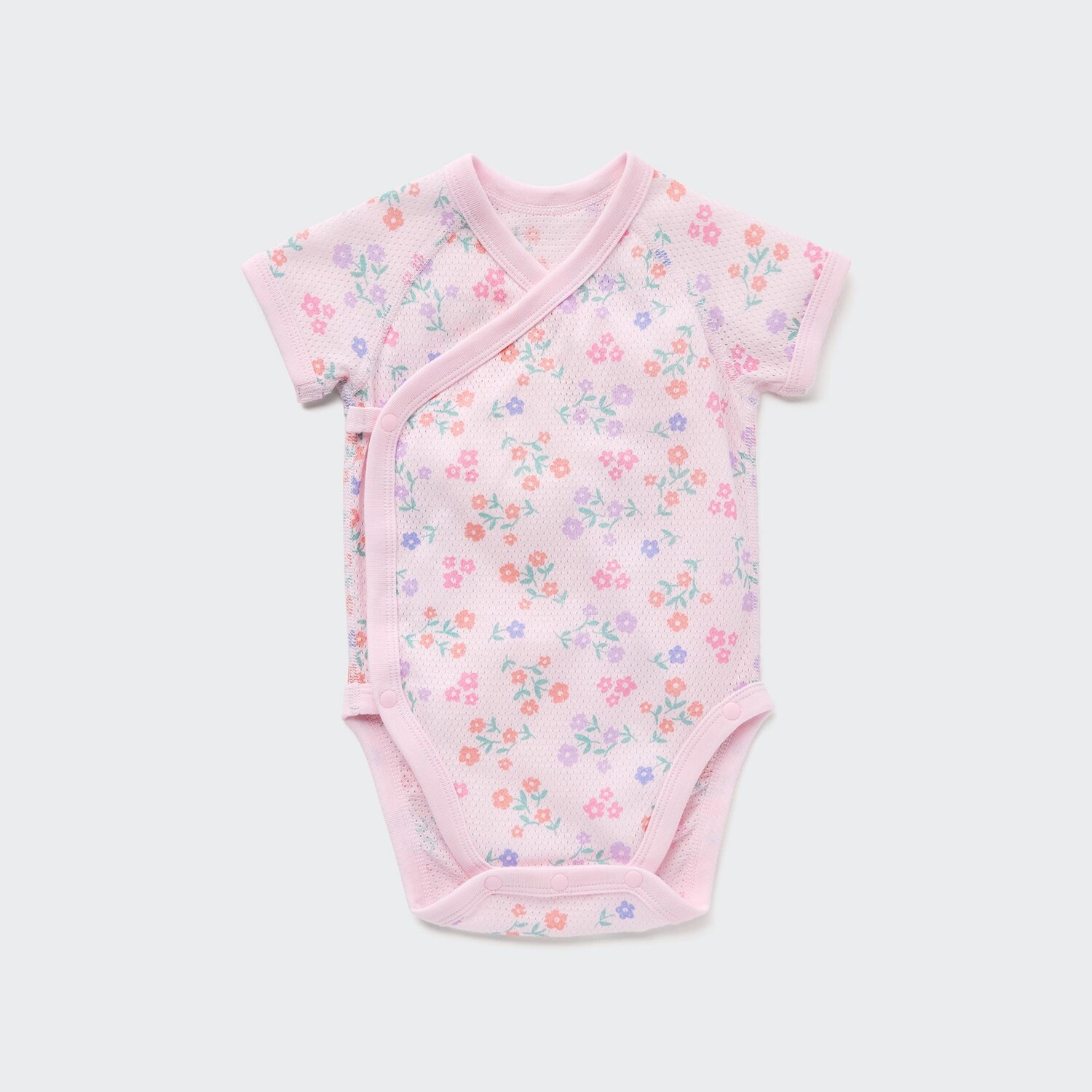 

Боди UNIQLO Joy of Print из хлопковой сетки с короткими рукавами, розовый