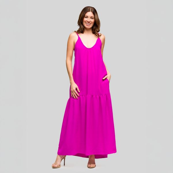 

Женское легкое макси-платье с тонкими бретелями и карманами 24Seven Comfort Apparel, пурпурный