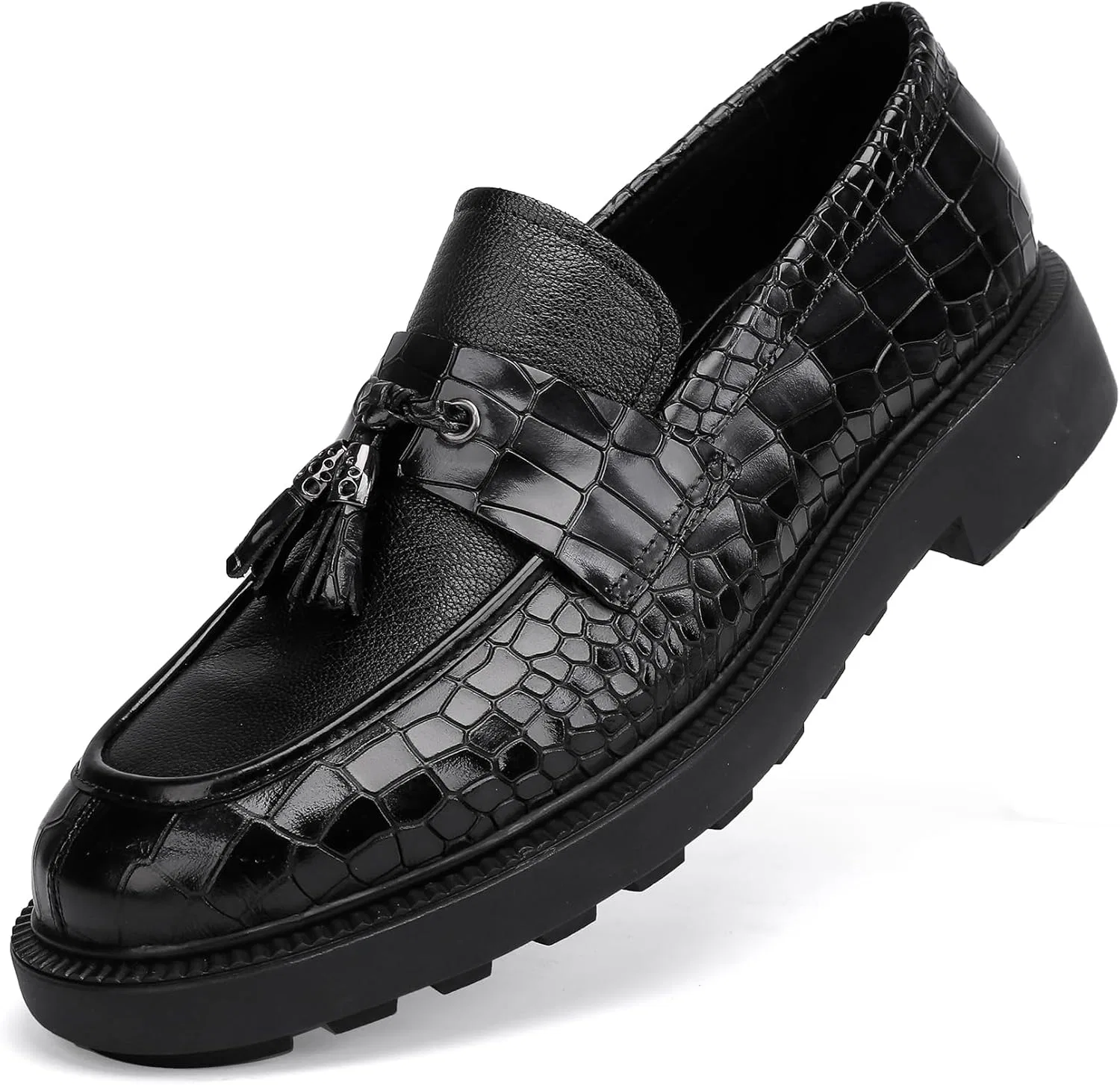 Лоферы с кисточками из кожи, классические, Black
