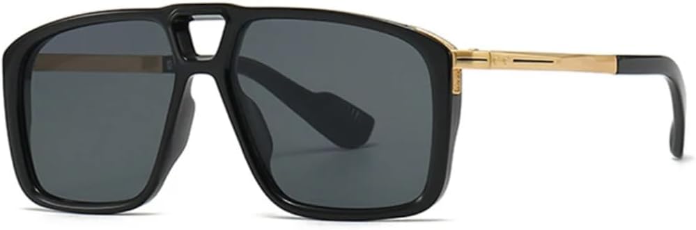 

Мужские солнцезащитные очки в стиле ретро с двойной перемычкой, защита от УФ-излучения UV400, модные женские очки с заклепками, градиентный дизайн VRTRFFTR, Black Gray