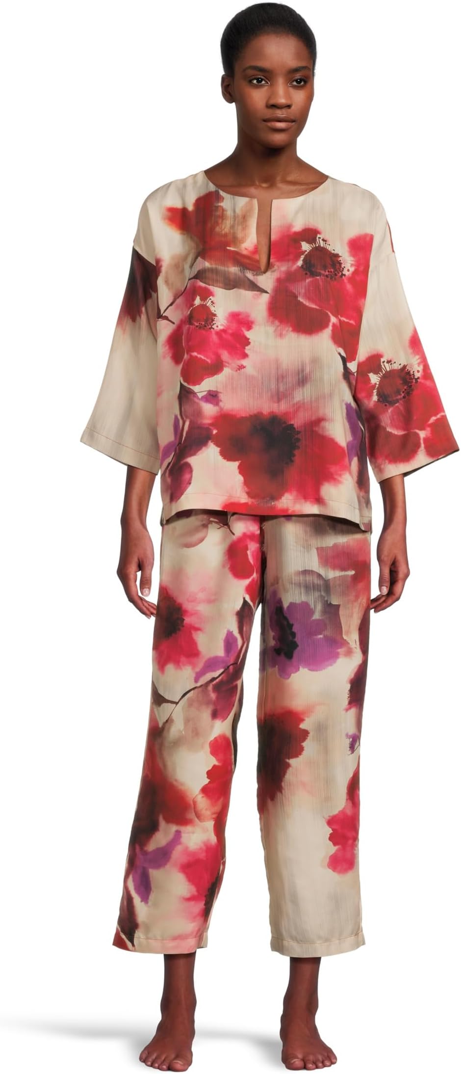 

Пижама Natori Mizuki Split V Over The Head PJ Set, красный