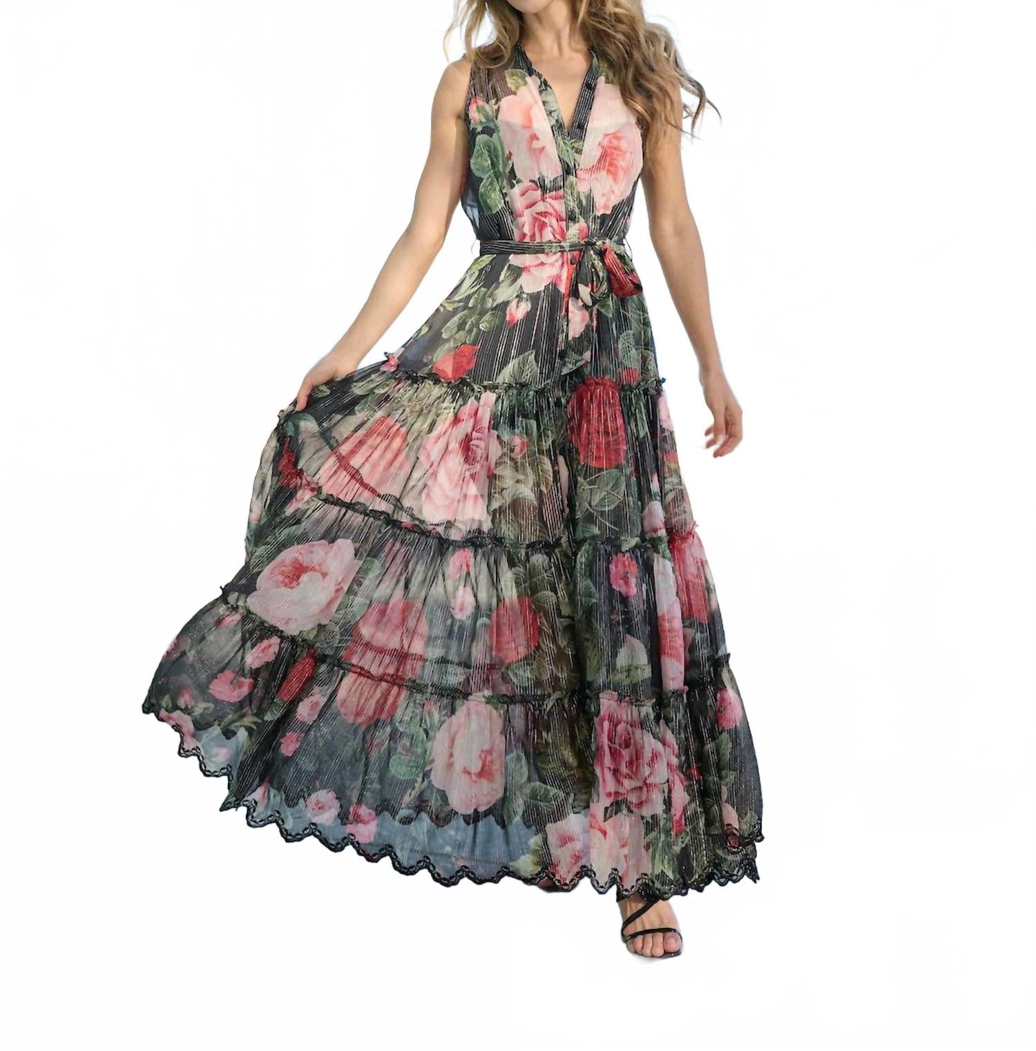 

Naaz Длинное платье в черном цвете Hemant & Nandita